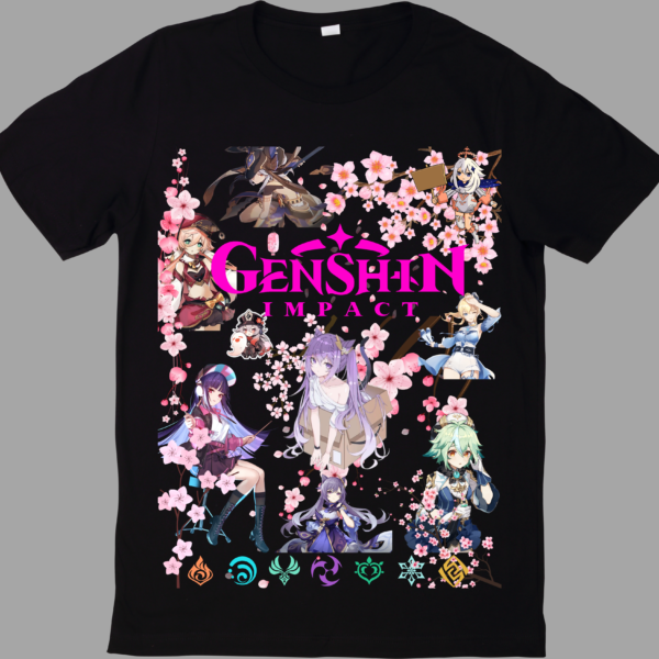 Genshin Impact Sakura Blossom T-Shirt – Anime-Inspired Gamer Tee